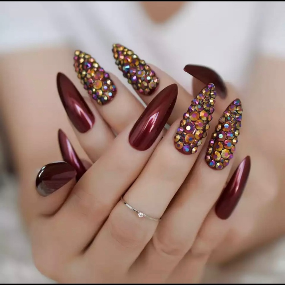 Luxury Press on Nails Designer Stiletto AB Stones